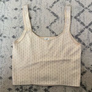 Abercrombie & Fitch Women’s Knit Crop Tank Beige Cream Pattern XL
